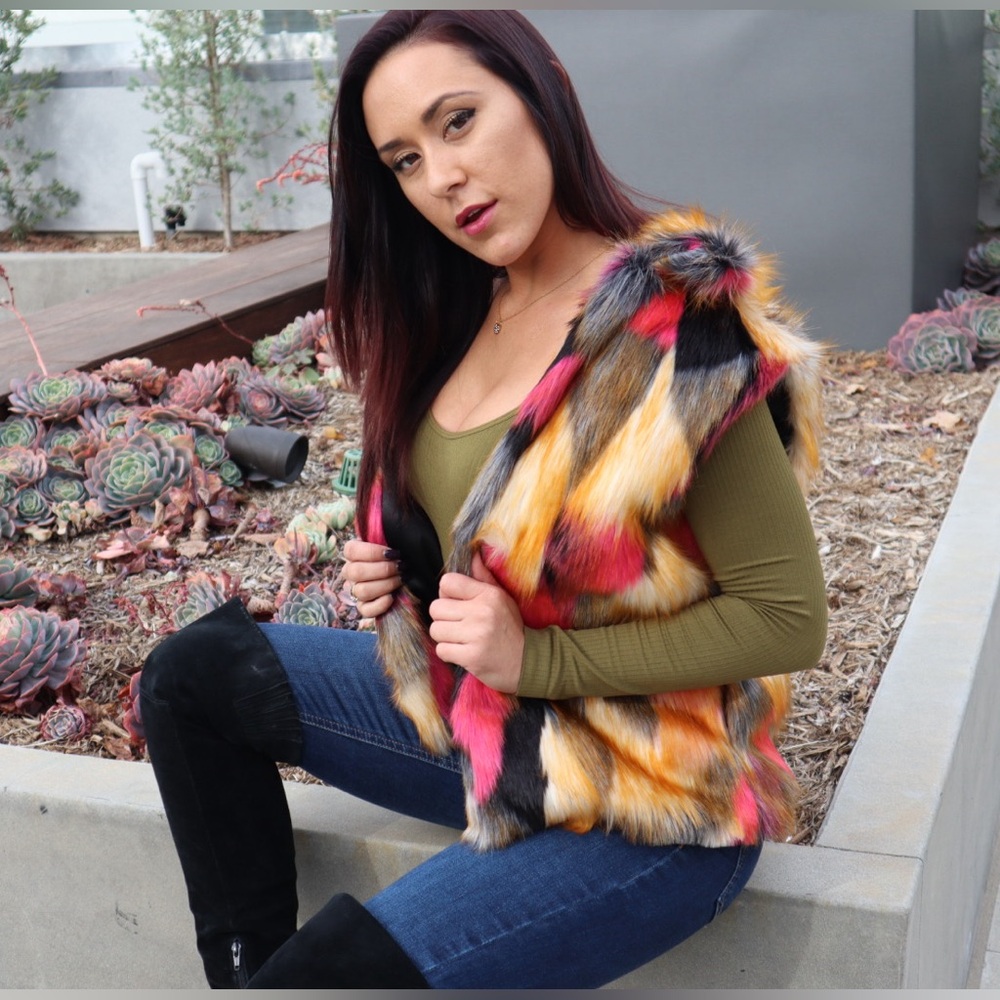 Colorful Faux Fur Vest
